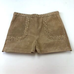 INTERMIX Tan Braided Suede Shorts